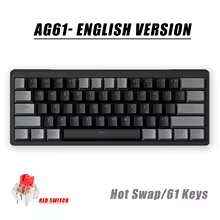 Teclado MECÁNICO ZIFRIEND AG61 / 61 TECLAS / MINI COMPACT / HOT-SWAPPABLE / CONEXIÓN TYPE-C CON CABLE / RETROILUMINACIÓN RGB ARCOÍRIS / GAMING KEYBOARD
