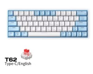 Teclado MECÁNICO ZIFRIEND T62 / 63 TECLAS / HOT-SWAPPABLE / SWITCH RED / EFECTO RGB ARCOÍRIS / 25-KEY ROLLOVER / GAMING KEYBOARD