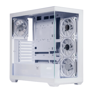 GABINETE NACEB NA-0637B GAMER / MEDIA TORRE ATX / 4*VENTILADORES / CRISTAL TEMPLADO / BLANCO / NA-0637B