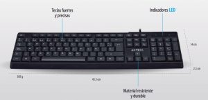Teclado ALAMBRICO ACTECK AC-928946 E-310 / USB / 105TECLAS / CABLE 1.5M / ESTANDAR / NEGRO / AC-928946