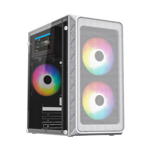 GABINETE ACTECK AC-939256 DOOM PRO MESH GI730M / MICRO ATX / 1*USB 3.0 / FRENTE MALLA / 3 FAN RGB / BLANCO / AC-939256