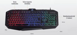 Teclado ALAMBRICO BALAM RUSH BR-929639 GUNFIRE / USB / 111 TECLAS / LED / 3 COLORES / CABLE 1.8M / NEGRO / BR-929639