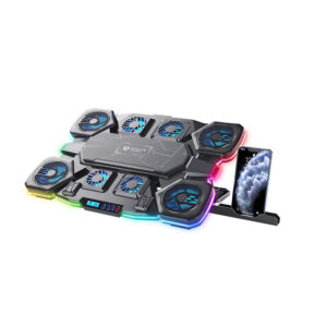 BASE ENFRIADORA BALAM RUSH BR-941112 EOLOX CRYOTECH EF780 / P/LAPTOP 17" / 9 FAN / 7 NIVELES / RGB / NEGRO / BR-941112