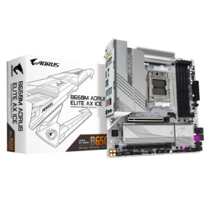 Tarjeta Madre GIGABYTE B650M A ELITE AX ICE Socket AM5 / 4x DDR5 8000MHZ / HDMI / DP / MICRO ATX / Wi-Fi 6/BT / B650M A ELITE AX ICE