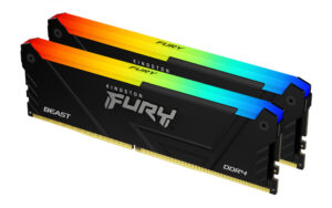 MEMORIA DIMM DDR4 KINGSTON KF436C17BB2AK2/16 16GB / 2X8GB / 3600MHZ / CL17 / NON-ECC FURY BEAST RGB / KF436C17BB2AK2/16