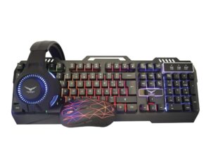KIT 4 EN 1 NACEB NA-0925 TECLADO / MOUSE / AUDIFONOS / MOUSE PAD / 2400 DPI / LED RGB / USB / NEGRO / NA-0925
