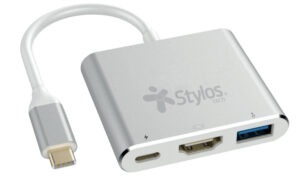 ADAPTADOR STYLOS STCBHUB31S HUB 3 EN 1 / USB C A HDMI+USB 3.0+USB TIPO C / GRIS / STCBHUB31S