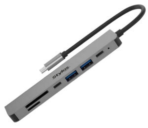 ADAPTADOR STYLOS STCBHUB71G HUB 7 EN 1 / 1*HDMI / 2*USB / 1*SD / 2*USB-C / 1*MICROSD / COMPATIBLE CON IPHONE 16PRO MAX / GRIS / STCBHUB71G