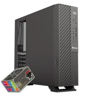 GABINETE STYLOS STGAMN1B MINCE / SLIM MINI-ITX / USB 3.0 / USB TIPO C / FUENTE 550W / NEGRO / STGAMN1B