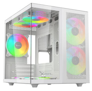 GABINETE XZEAL XZGAMC1W CUBO / MINI ITX / CRISTAL+METAL / 3*VENTI ARGB / SIN FUENTE / BLANCO / XZGAMC1W