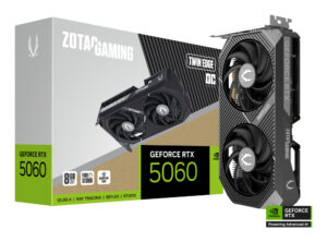 TARJETA DE VIDEO ZOTAC ZT-B50600H-10M RTX 5060 TWIN EDGE OC 8GB GDDR7 / 2527 MHZ / PCIE 5 / HDMI / 3*DP / 2*FAN / ZT-B50600H-10M