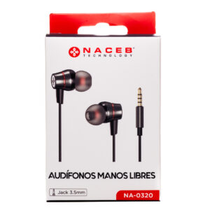 AUDIFONOS NACEB NA-0320 IN-EARS / AUX JACK 3.5MM / CON CONTROL DE AUDIO / MANOS LIBRES / NA-0320