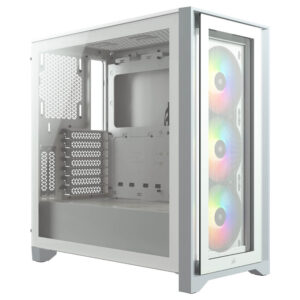 GABINETE CORSAIR CC-9011205-WW ICUE 4000X RGB BLANCO PANEL CRISTAL TEMPLADO MED-TORRE SIN FUENTE