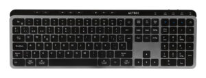 TECLADO INALAMBRICO ACTECK(AC-940085)INSPIRE KREA TI755,2,4GHZ + 2 BT,MEMBRANA,MULTIMEDIA,RECARGABLE,NEGRO-GRIS