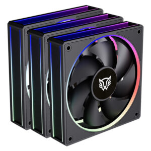 VENTILADORES P/GABINETE BALAM RUSH / BR-942126 / EOLOX BORA EXB85 / AUREA RGB / 120 MM / 3 FAN / AZENDER NEGRO