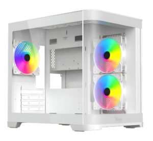 GABINETE XZEAL / XZGAMC3W / CURVO / M-ATX/ITX / CRISTAL / 3*VENT RGB / SIN FUENTE / BLANCO