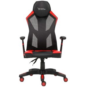 SILLA GAMER XZEAL (XZSXZ30R) MALLA VINIL, RECLINABLE 150°,BRAZOS FIJOS,100KG,PISTON CLA.2,NEGRO/ROJO