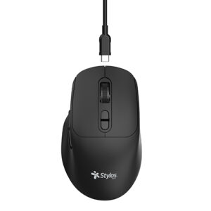 MOUSE INALAMBRICO STYLOS (STPMOI8B) 1600 DPI, 6 BOTONES, USB NANO 2.4GHZ, NEGRO