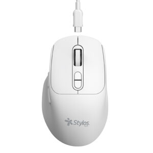 MOUSE INALAMBRICO STYLOS (STPMOI8W) 1600 DPI, 6 BOTONES, USB NANO 2.4GHZ, BLANCO