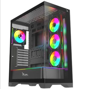 GABINETE XZEAL (XZGAEX1B) FULL TORRE, E-ATX, CRISTAL+METAL,4*VENT ARGB,SIN FUENTE, NEGRO