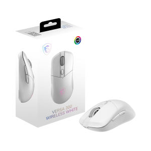 Mouse Gamer MSI VERSA 300 Wireless / Blanco / Tri-Modo (BT, 2.4GHz, Cable) / 8000 DPI / Ultraligero 60g / VERSA 300 W WHITE