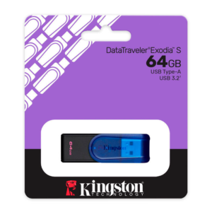 MEMORIA USB KINGSTON (KC-U3C64-7TB) 64GB, DATA TRAVELER EXODIA S PLASTICA, AZUL USB 3.2