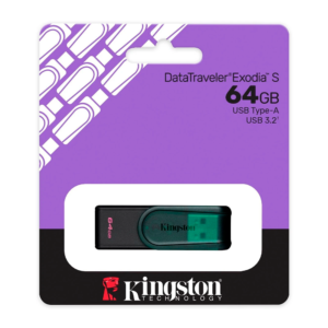 MEMORIA USB KINGSTON (KC-U3C64-7TG) 64GB, DATA TRAVELER EXODIA S PLASTICA, VERDE USB 3.2